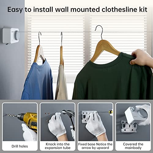 White Retractable Laundry Clothesline | 13.8 Ft stainless White-New Model