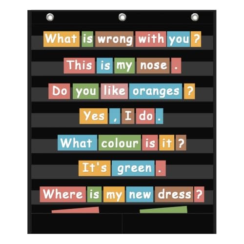 7+2 Pockets Standard Pocket Chart, Clear 7 7 clear pockets with 2 storage bag