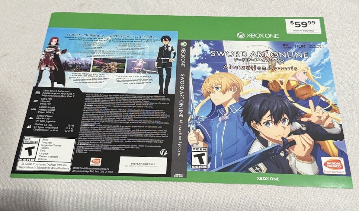 Sword Art Online Xbox One GameStop Promotional Display Artwork Unfolded