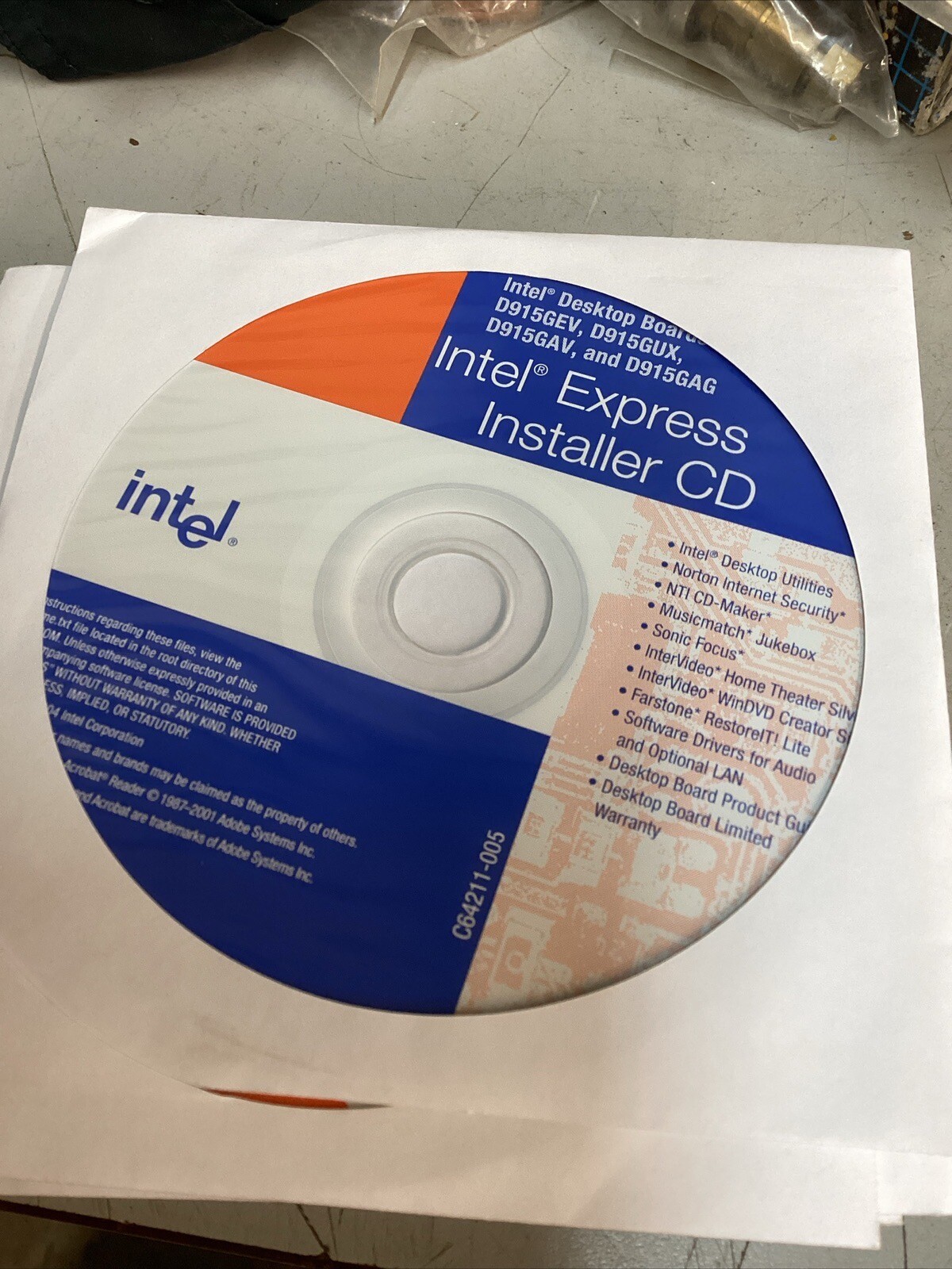 Intel Express Installer Driver CD - D915GEV,D915GUX,D915GAV,D915GAG #C64211-005