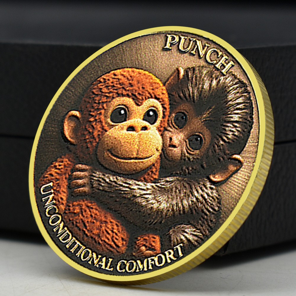 Funny Monkey Hug Challenge Coin Emotional Support Gift Humor Collectible Medal
