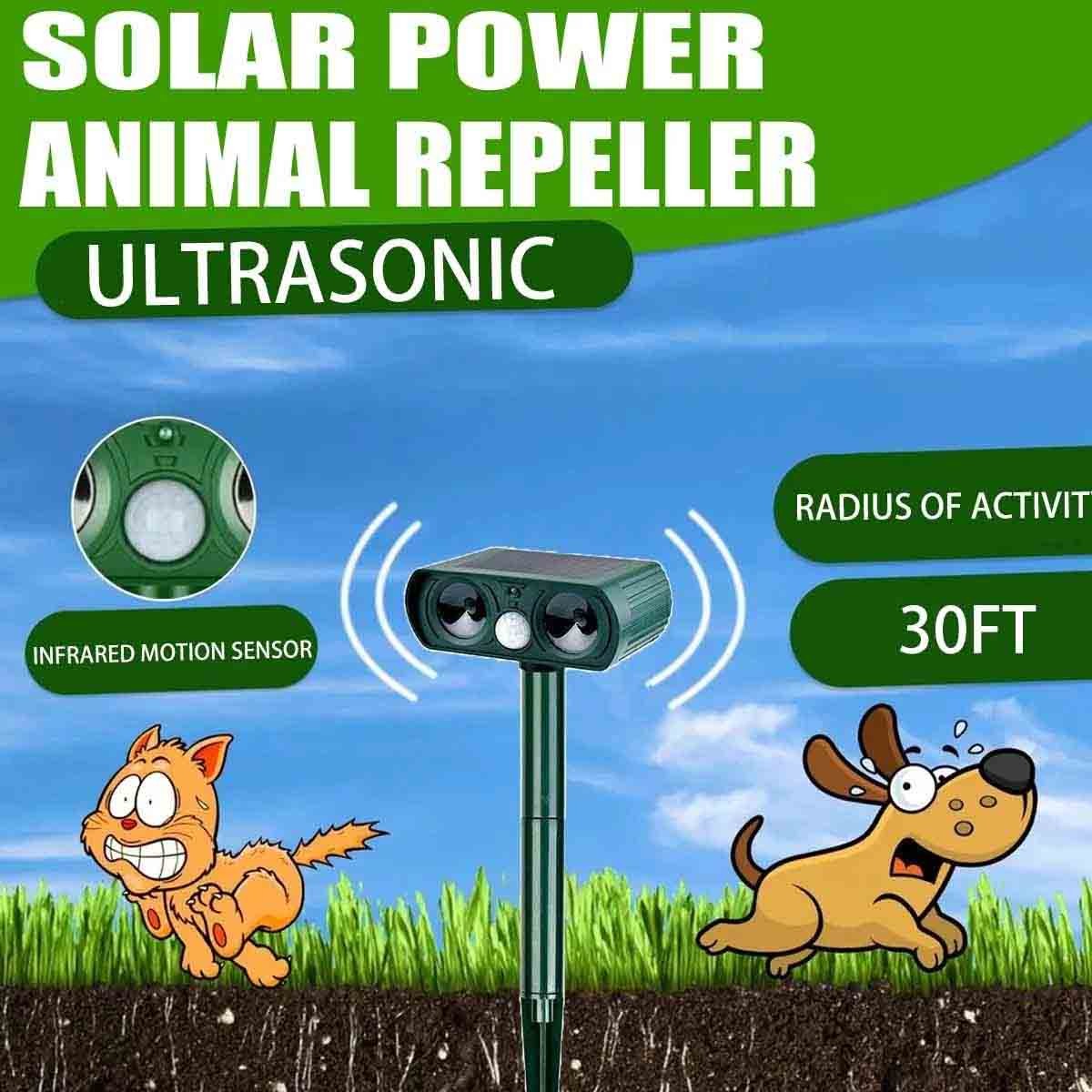 1-2 Pcs Solar Ultrasonic Animal Dog Repellent Skunk Deer Raccoon for Garden Yard