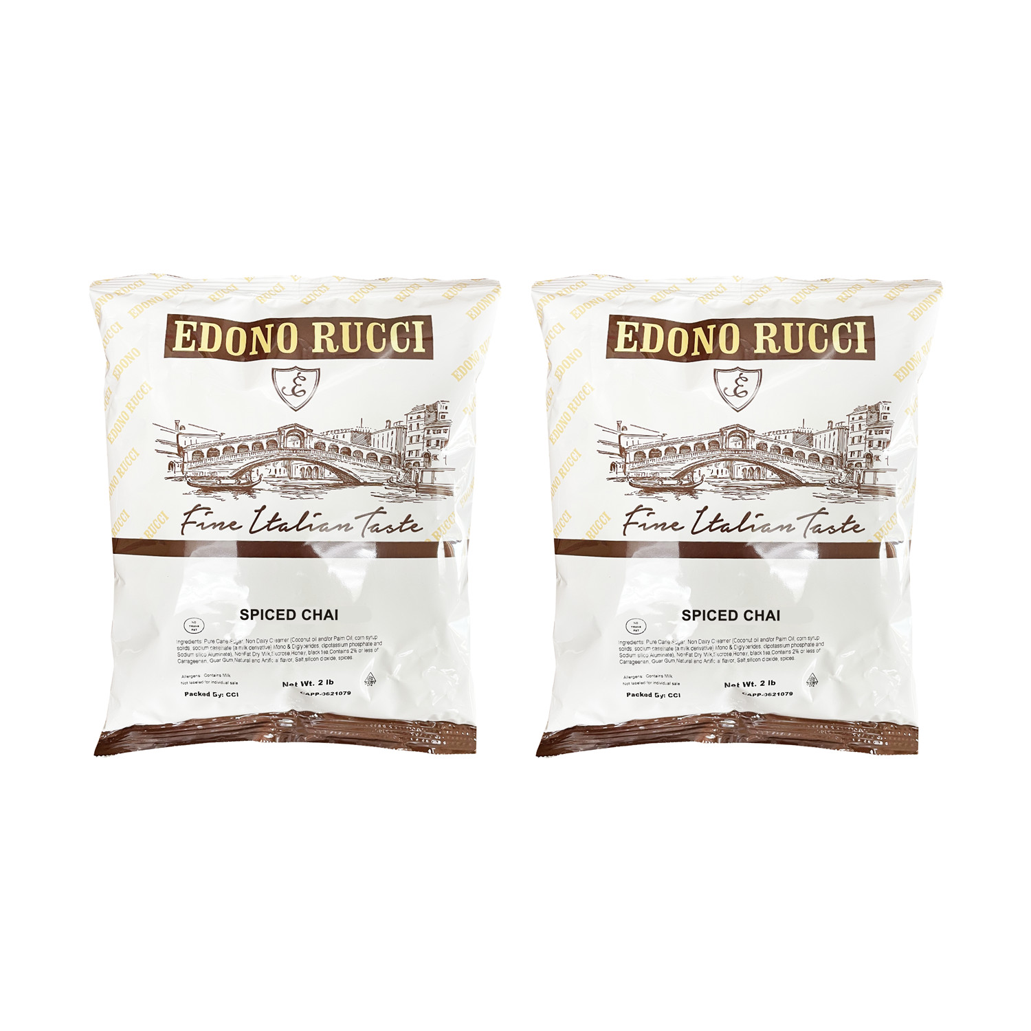 EDONO RUCCI SPICED CHAI TEA LATTE POWDER MIX 2 X 2 LB BAGS