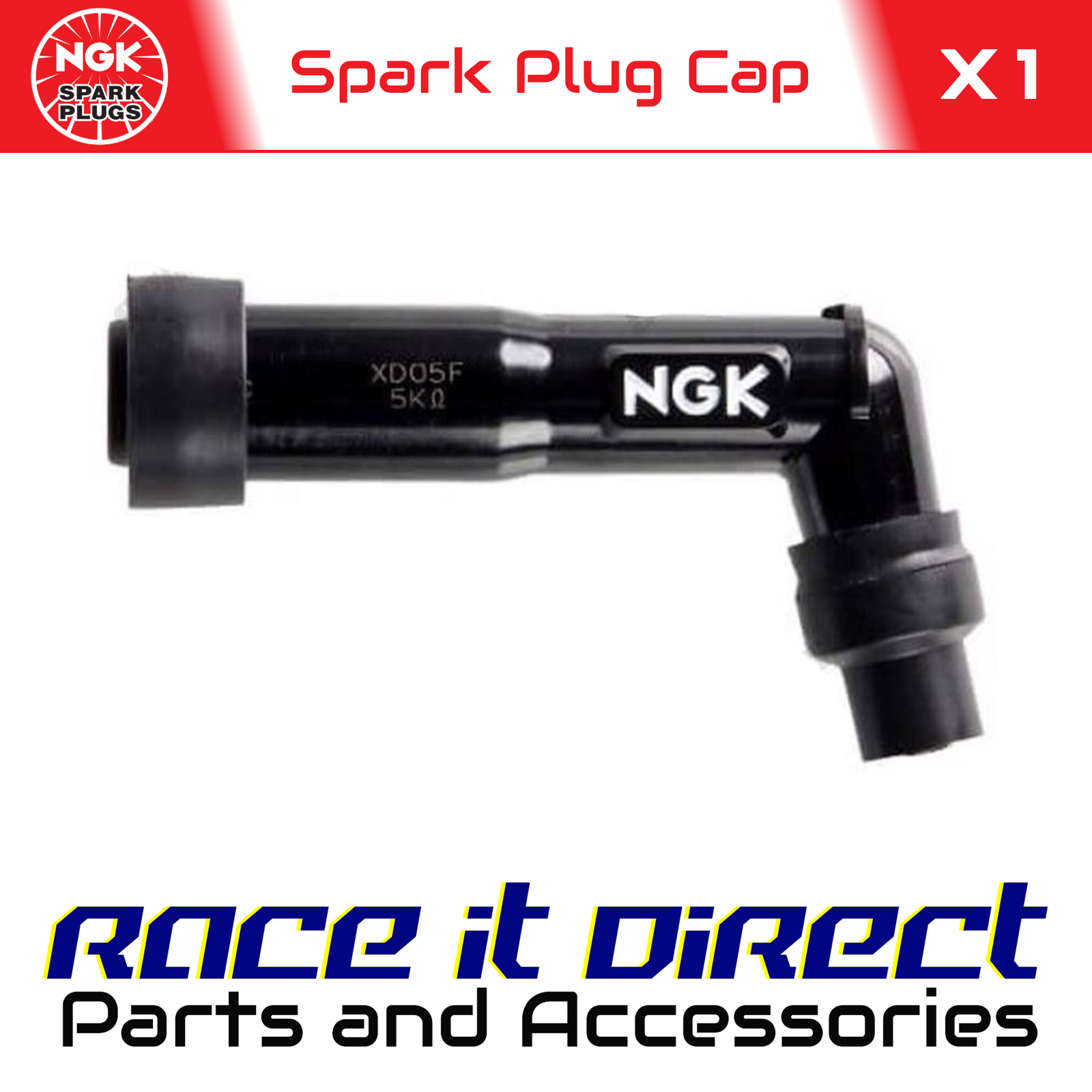 NGK Spark Plug Cap XD05F Black (8072) For Threaded Terminal Plugs