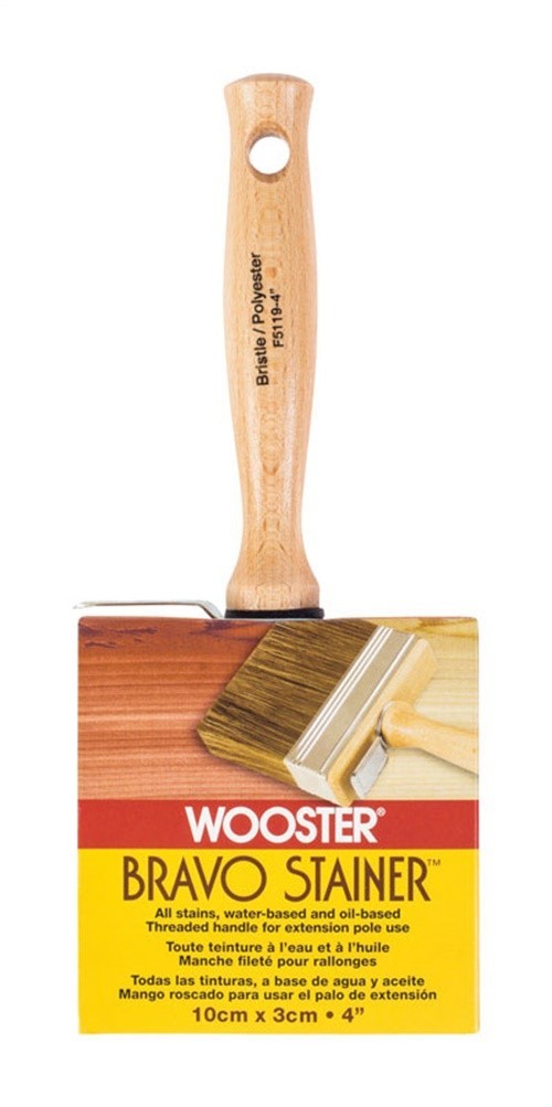 Wooster F5119-4 Bravo Stainer Polyester/White China Flat Paint Brush 4 W in.
