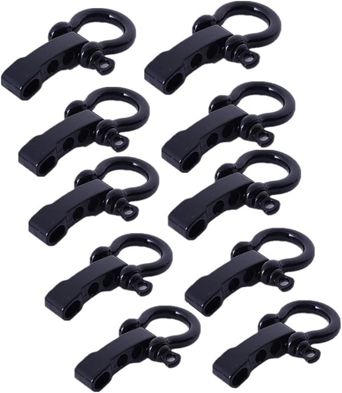 Hewnda 10 Sets Stainless Steel Bow Shackle - of Alloy Umbrella Rope Buckle Black