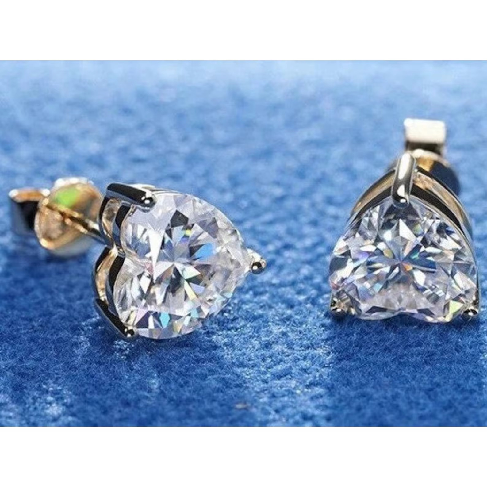 3Ct Heart Cut Lab-Created Diamond Solitaire Stud Earrings 14K Yellow Gold Plated