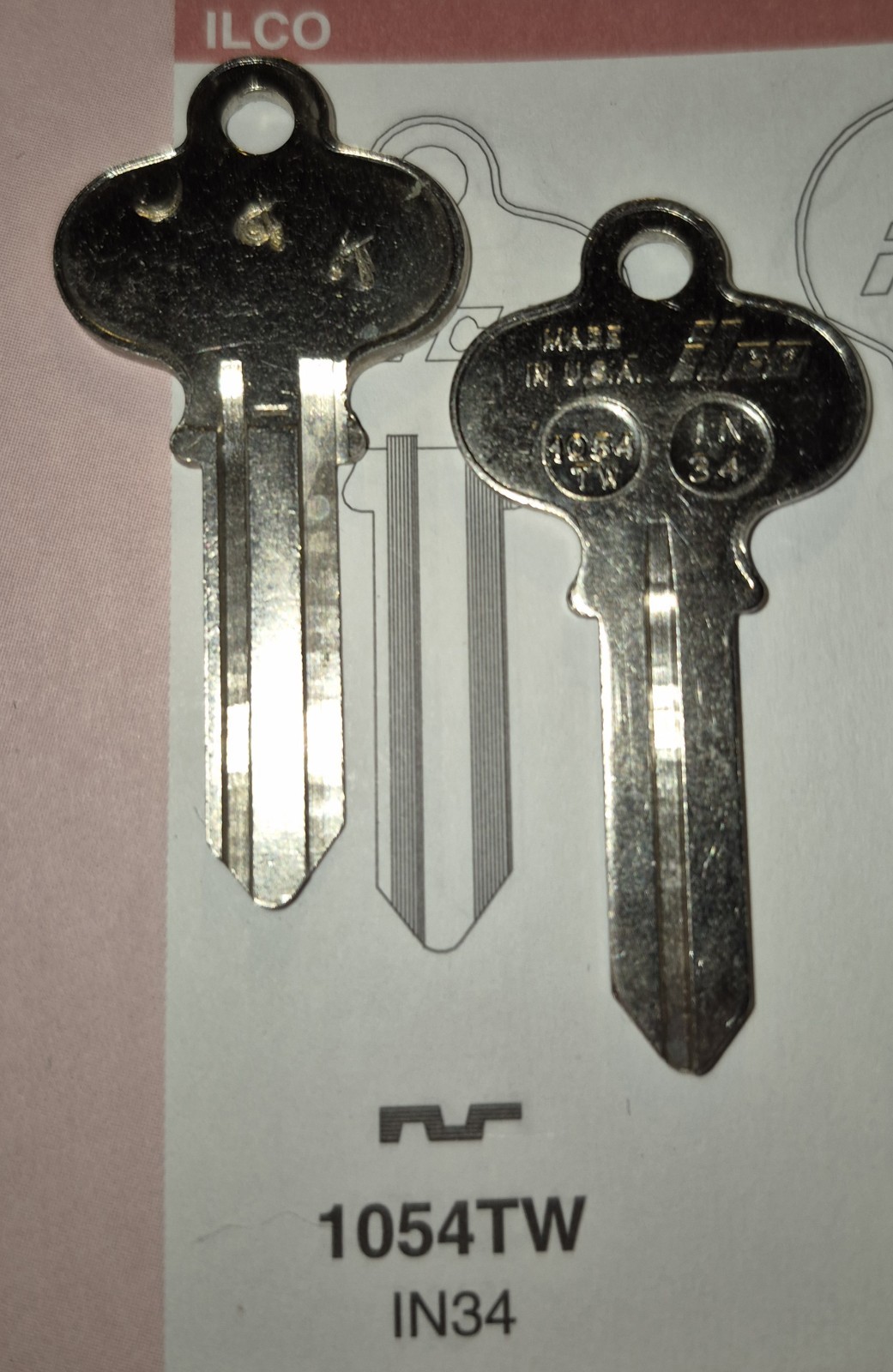 Ilco, 1054TW, 54TW, Vintage Key (1) Blank .