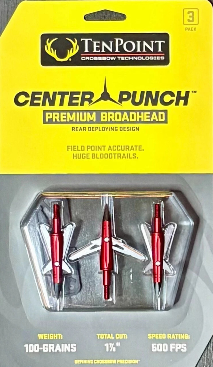 TenPoint EVO-X CenterPunch Crossbow Broadheads 100 Grain 1 7/8" New