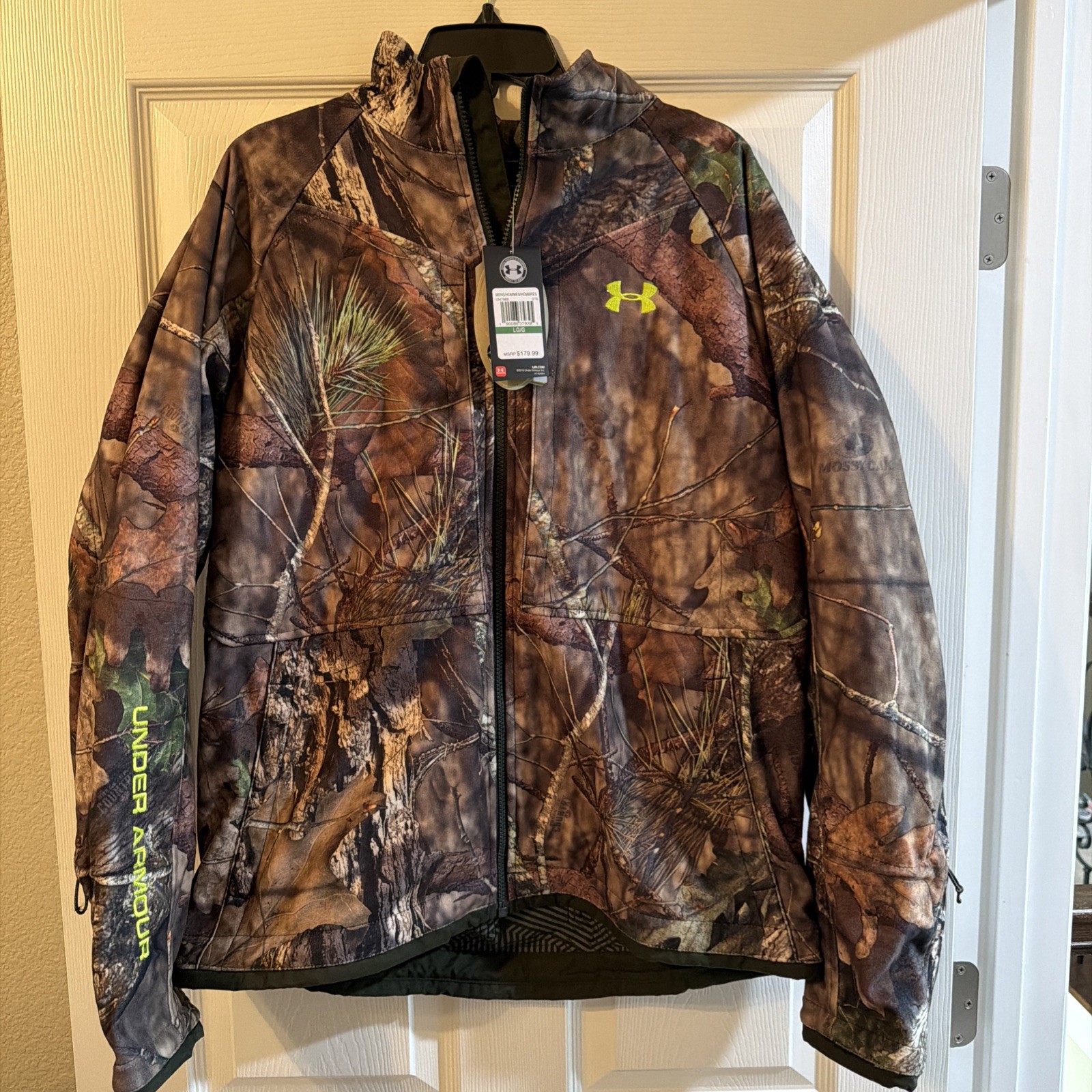 Under Armour Men's Fleece Mossy Oak Real Tree Camo Full Zip Hunting Jacket Large