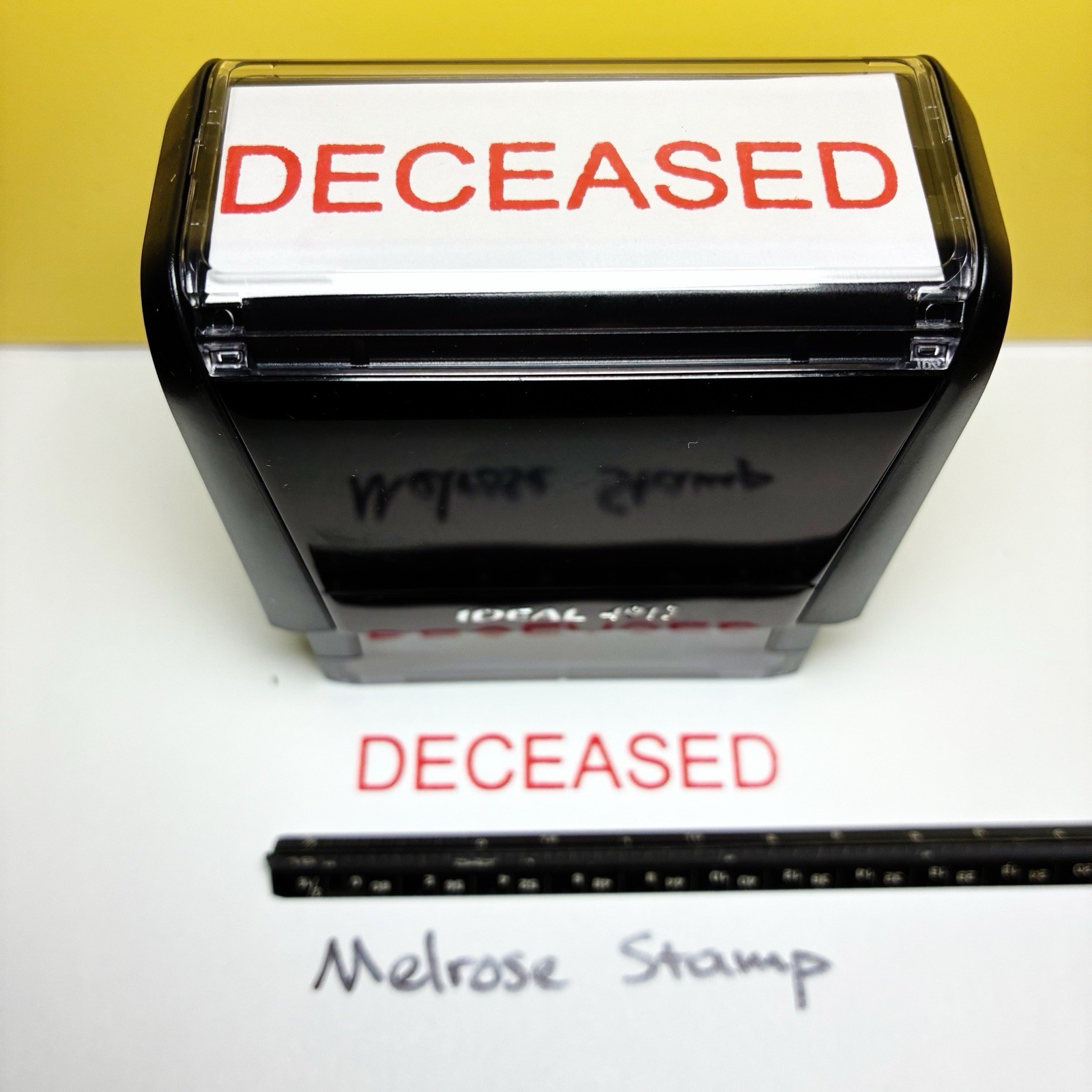 Deceased Rubber Stamp Red Ink Self Inking Ideal 4913