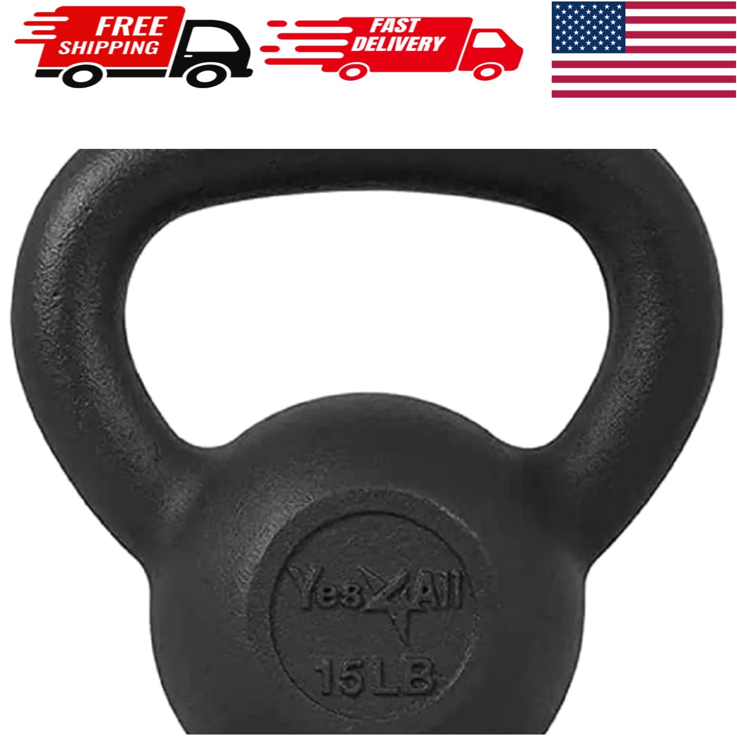 15 Lbs Solid Cast Iron Kettlebell: Perfect for Total Body Conditioning & Cardio