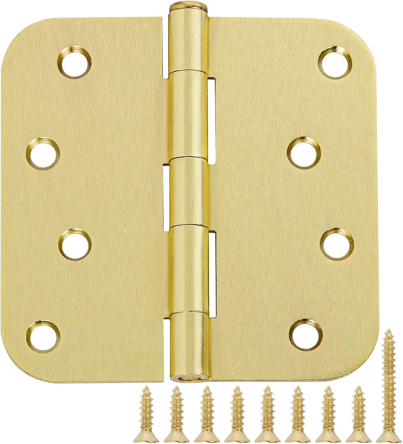 12 Pack 4x4 Inch Door Hinges Brass Gold Exterior 8 Holes Heavy Duty 5/8 Radius