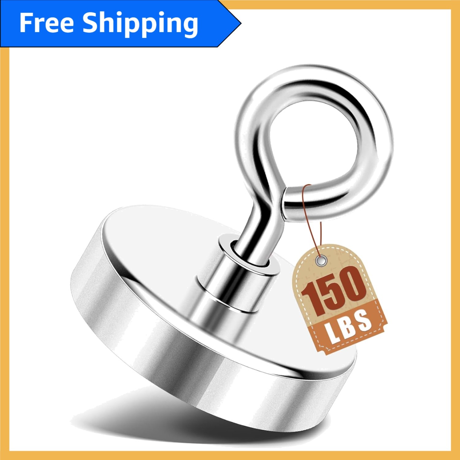 Neodymium Magnet for Fishing - 150lbs Pulling Force, Perfect for Retrieval Tasks