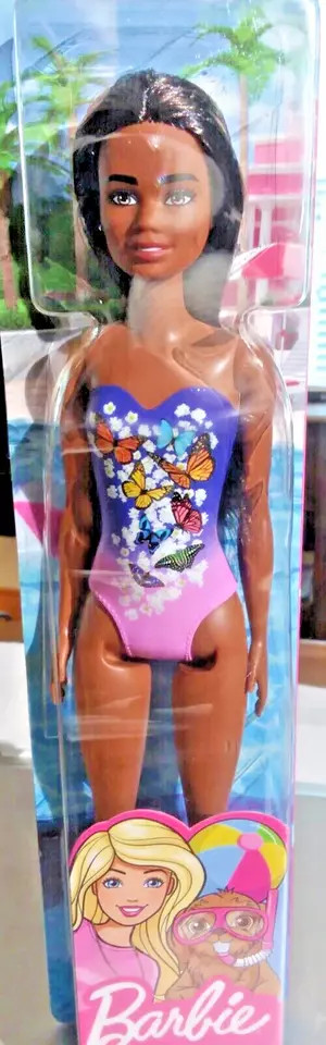 Mattel  Barbie Beach Doll Butterflies & Baby's Breath, New AFRICAN AMERICAN DV81