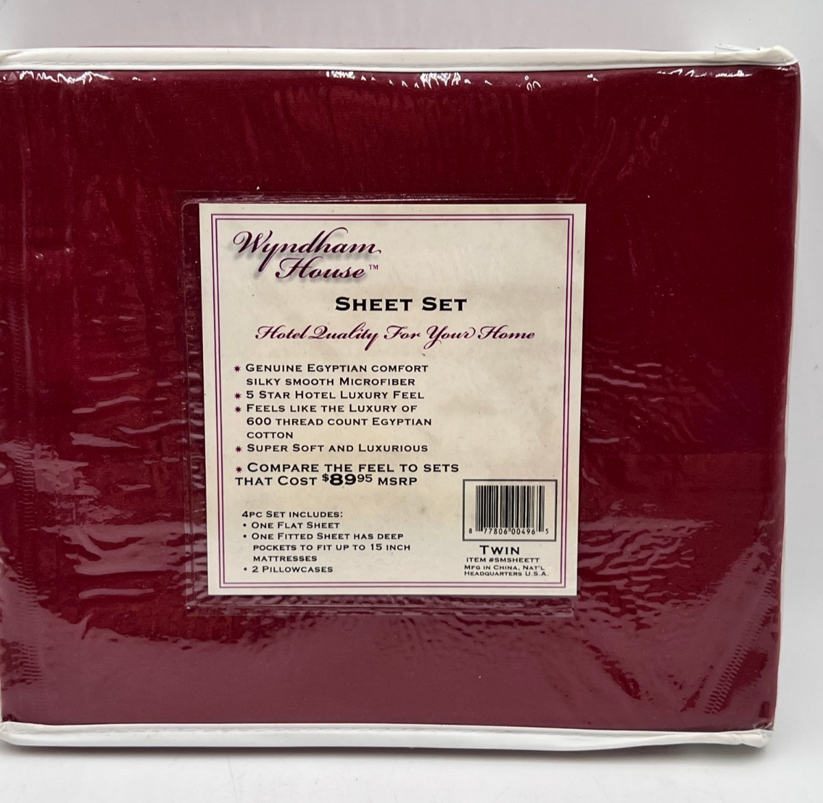 Wyndham House Twin Burgundy Sheet Set 4 Pc Hotel Quality Microfiber Bedding Set