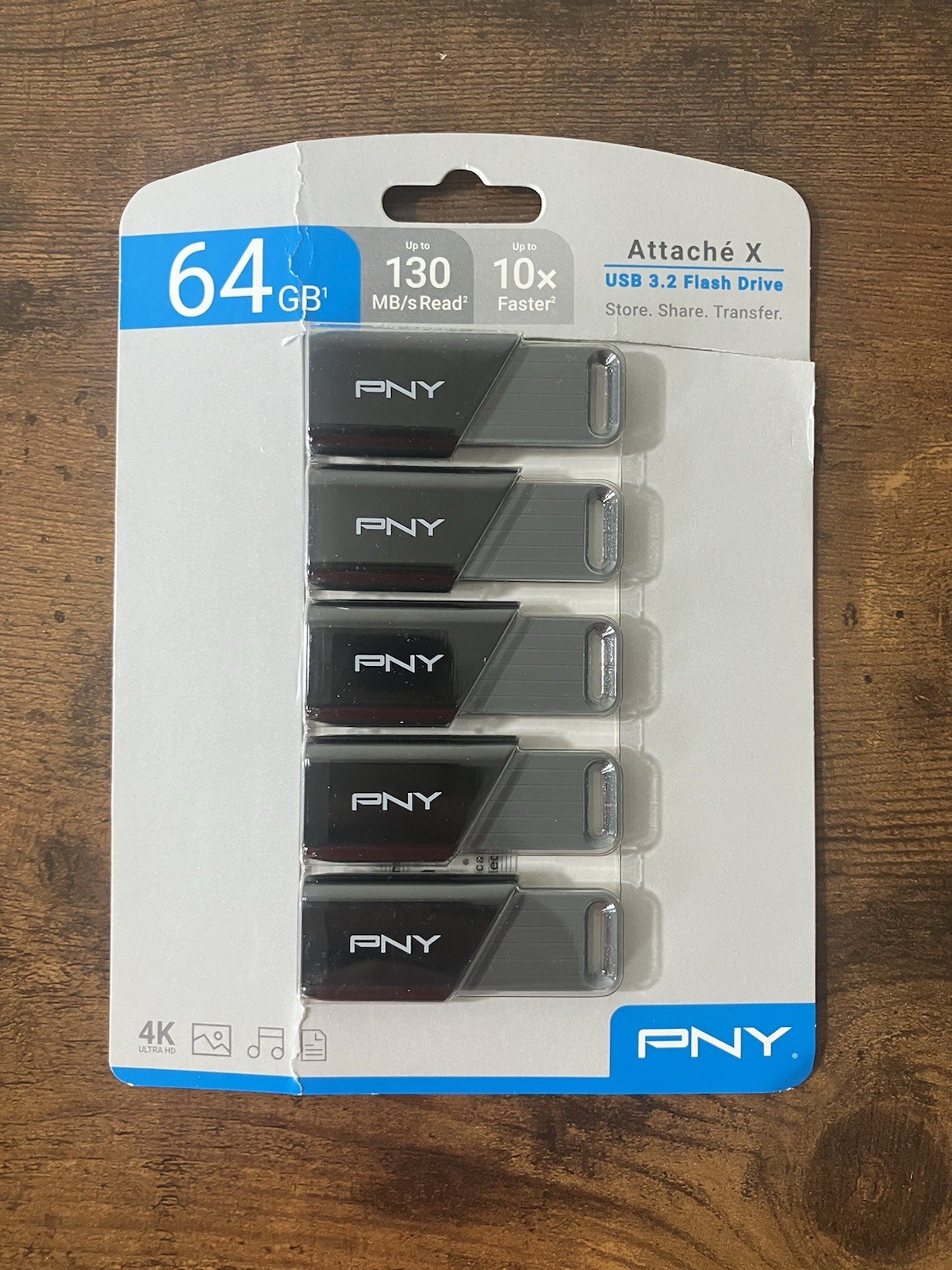 PNY 64GB Attache X USB 3.2 Gen 1 Flash Drive  Pack Of 5
