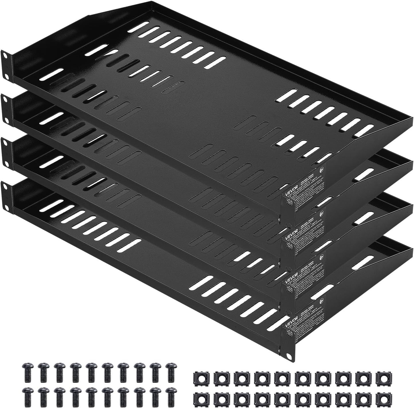 4PCS 1U Server Rack Shelf, Universal Vented Rack Mount Cantilever Tray for 19" N