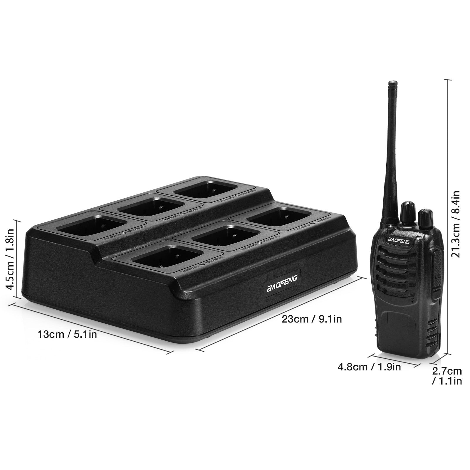 Baofeng BF-888S (6-Pack): UHF 5W Radios, 16CH, Bulk Charger & Flashlight Include