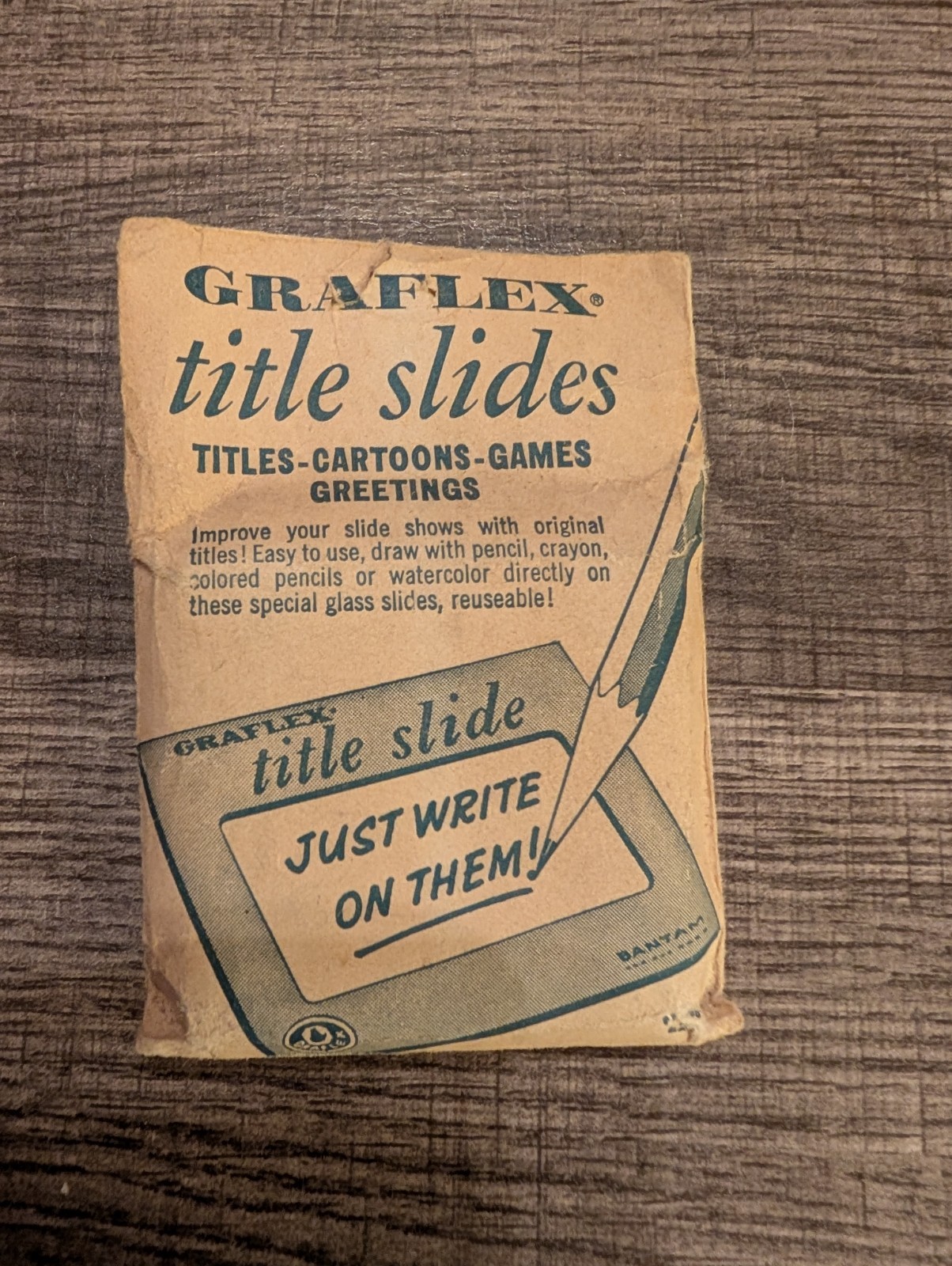 Graflex Bantam Title Slides Set w/ Original Sleeve Reusable Glass (#302)