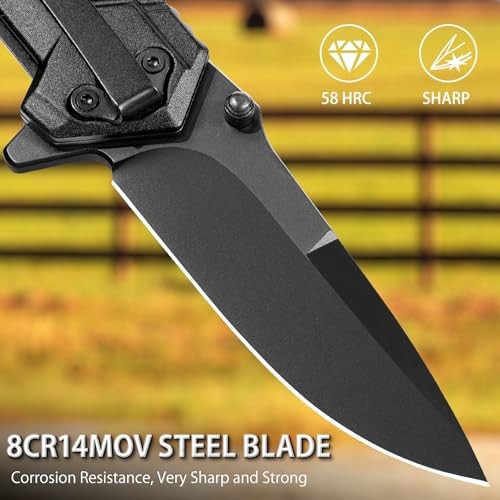 Pocket Knife AK10, 4 in 1 Pocket Tactical knife for Men Women, Hunting