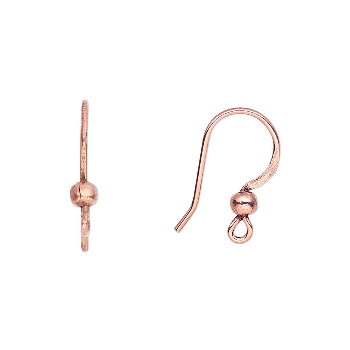 Ear Wire, Copper Plated Copper 17mm Flat Fishhook with 3mm Ball Ear Wire 10 Pair