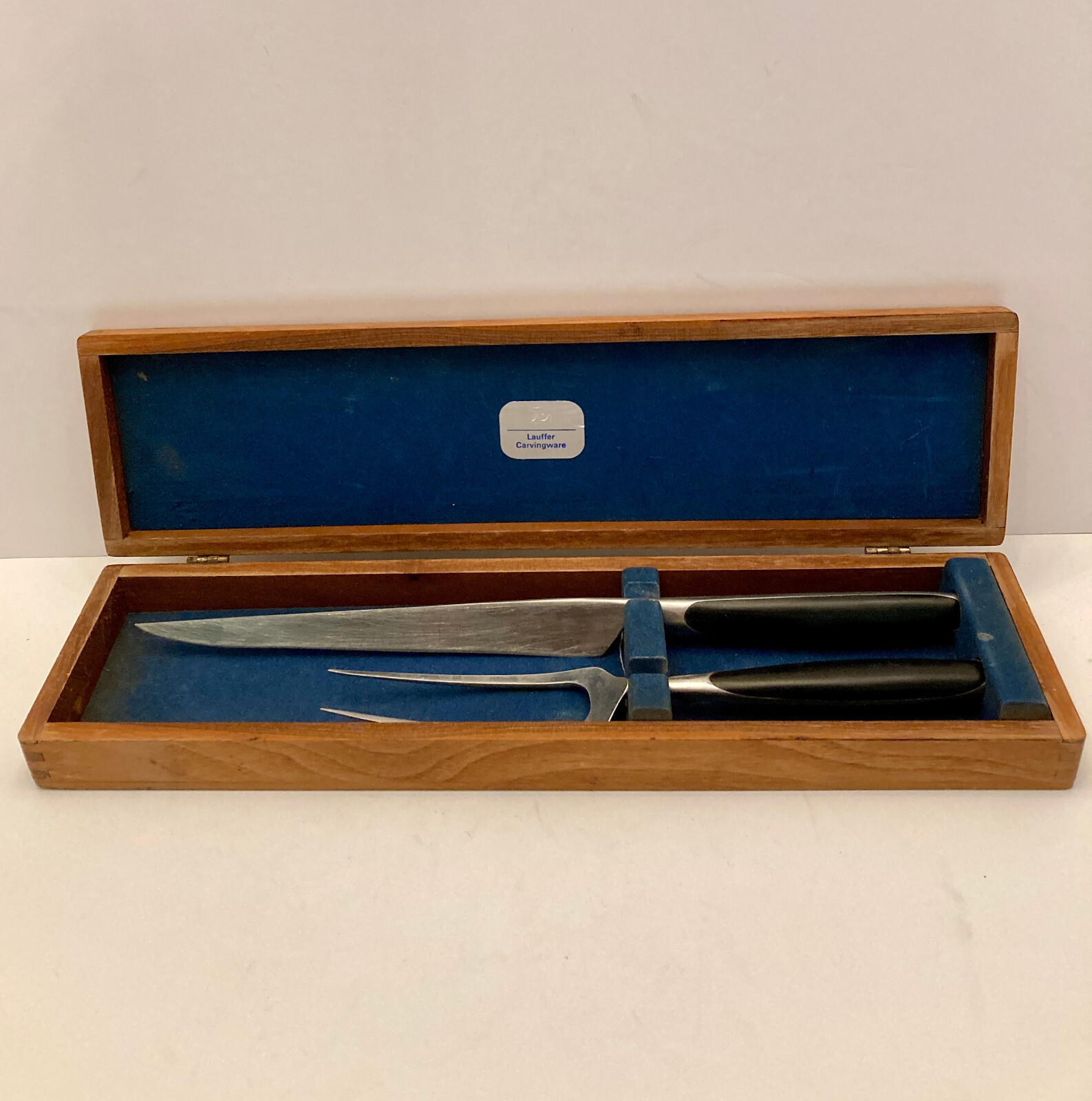Vintage Lauffer Stainless Steel Germany 2 Pc Carving Set Knife & Fork in Box