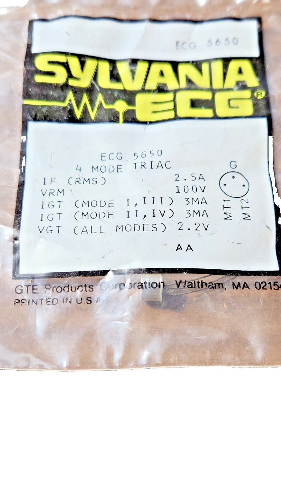 ECG5650 4 MODE TRIAC 25A 100V USED IN MANY APPLICATIONS. FREE USA SHIPPING