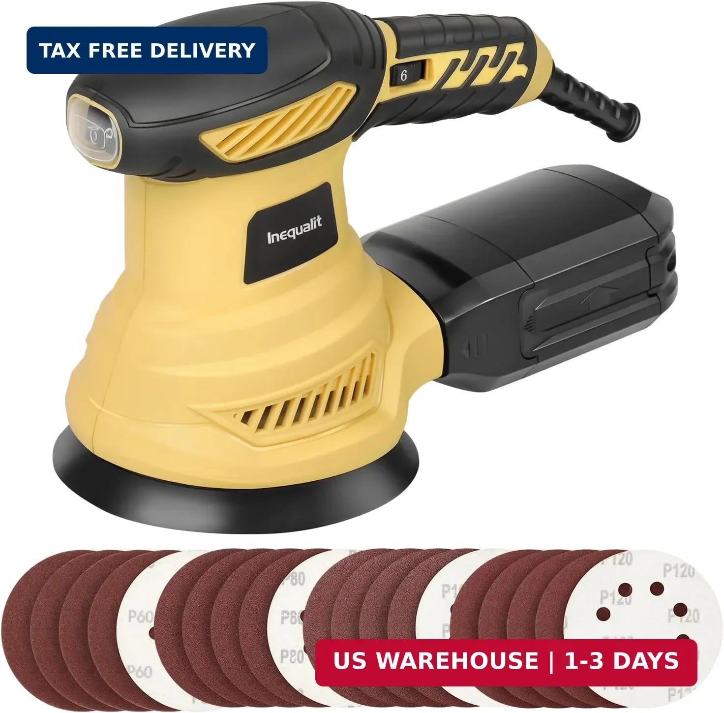 Random Orbital Sander, 2.5Amp 4.9-Inch Corded Palm Sander, Max 13000 OPM Electri