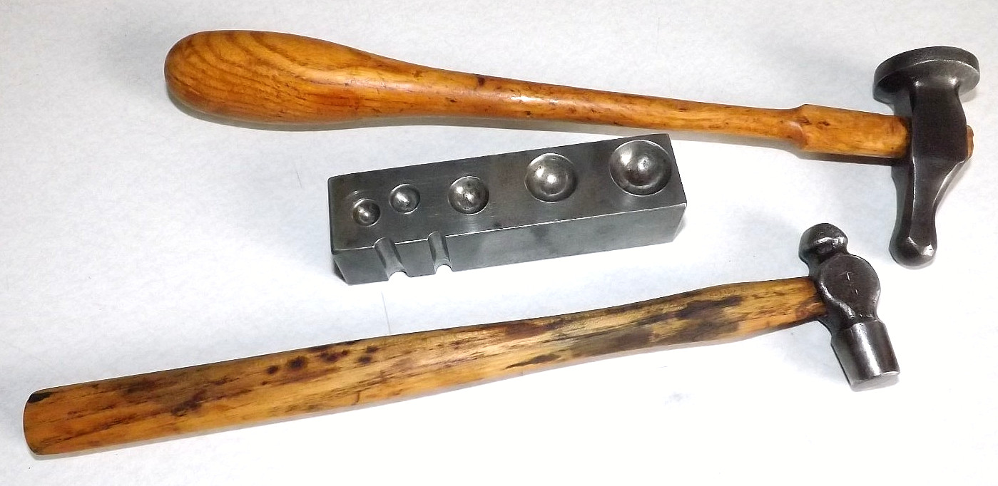 RARE PEER 1/8 oz JEWELERS GUNSMITH WATCHMKR. HAMMER DAPPING HAMMER & BENCH BLOCK