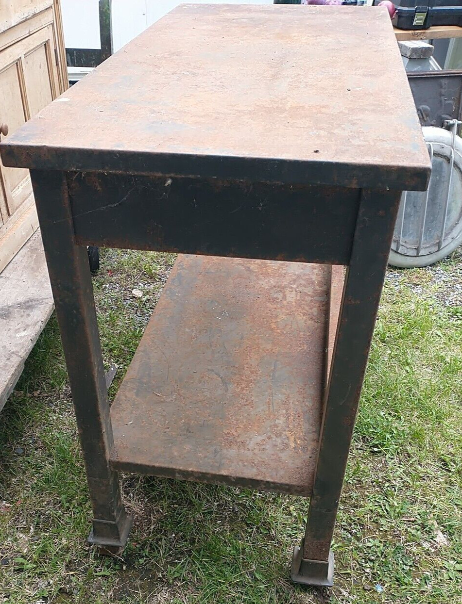 Table bench Industrial Workshop Workbench Shop Vintage Green Paint