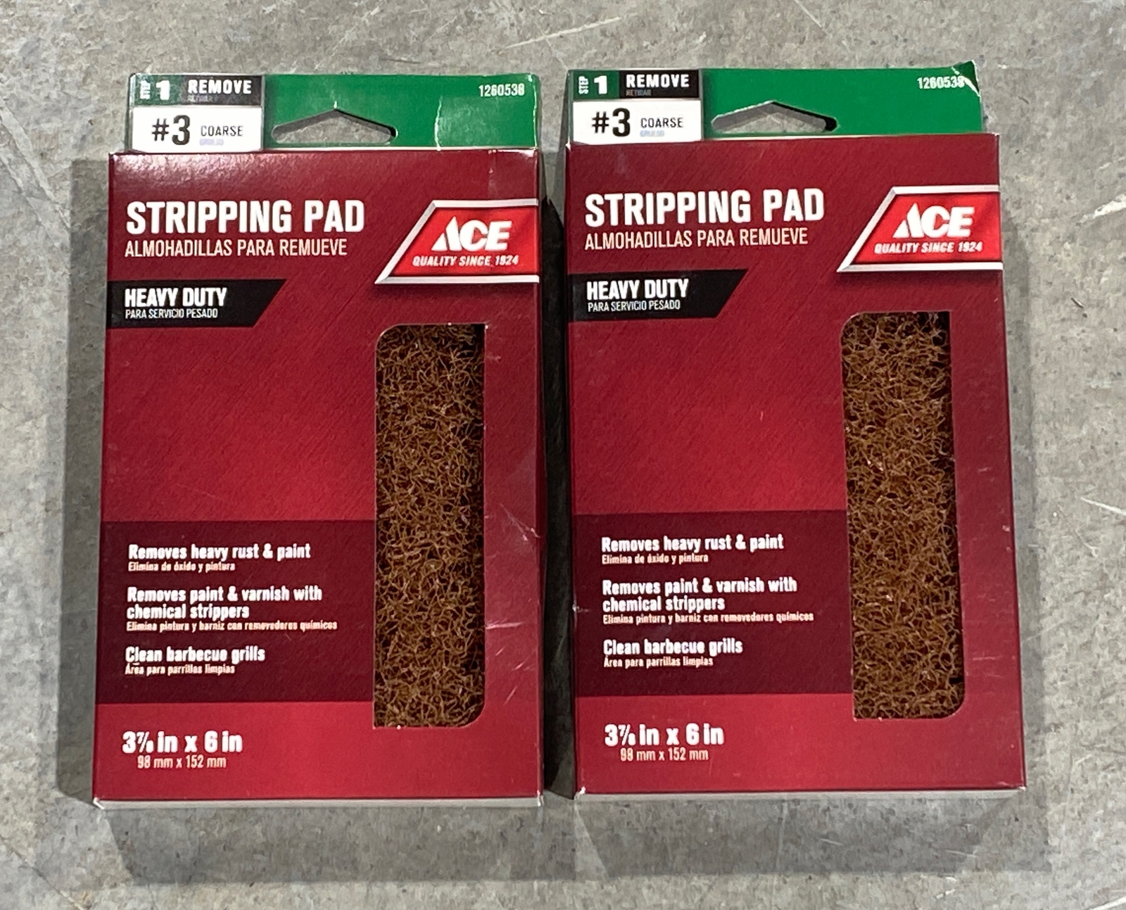 2-Pack, Ace #3 Coarse Heavy Duty Stripping Pad 3-7/8” x 6” New