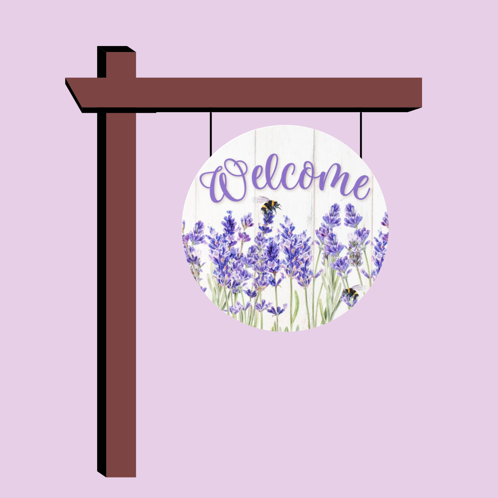 Welcome Lavender Spring Door Hanger or Sign
