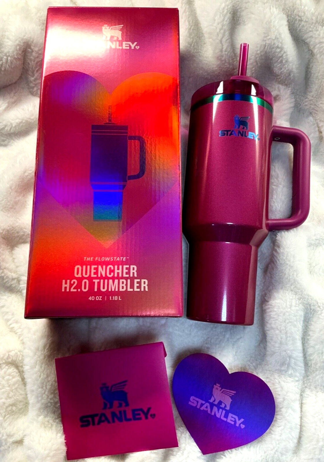 Stanley Berry Truffle 40 oz SS H2.0 Flowstate Quencher Tumbler Valentine's Day💖