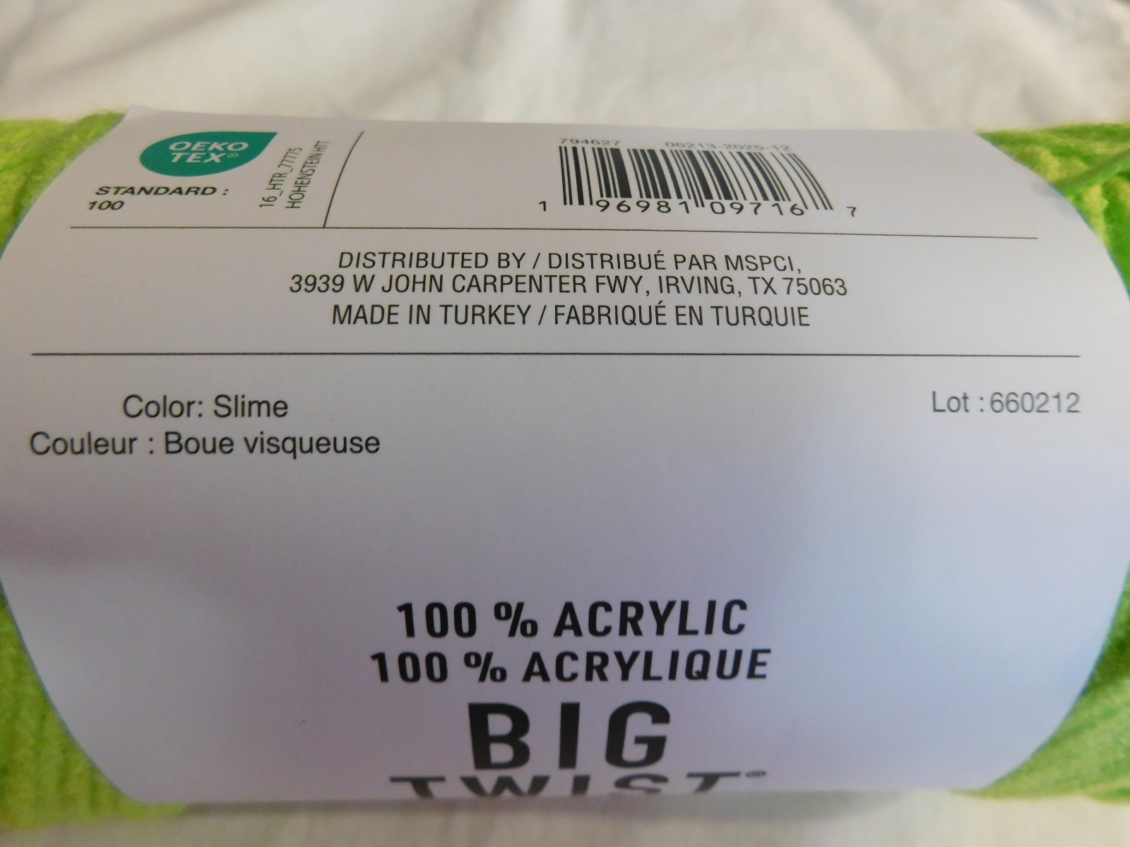 Big Twist Value Slime Dye lot 660212