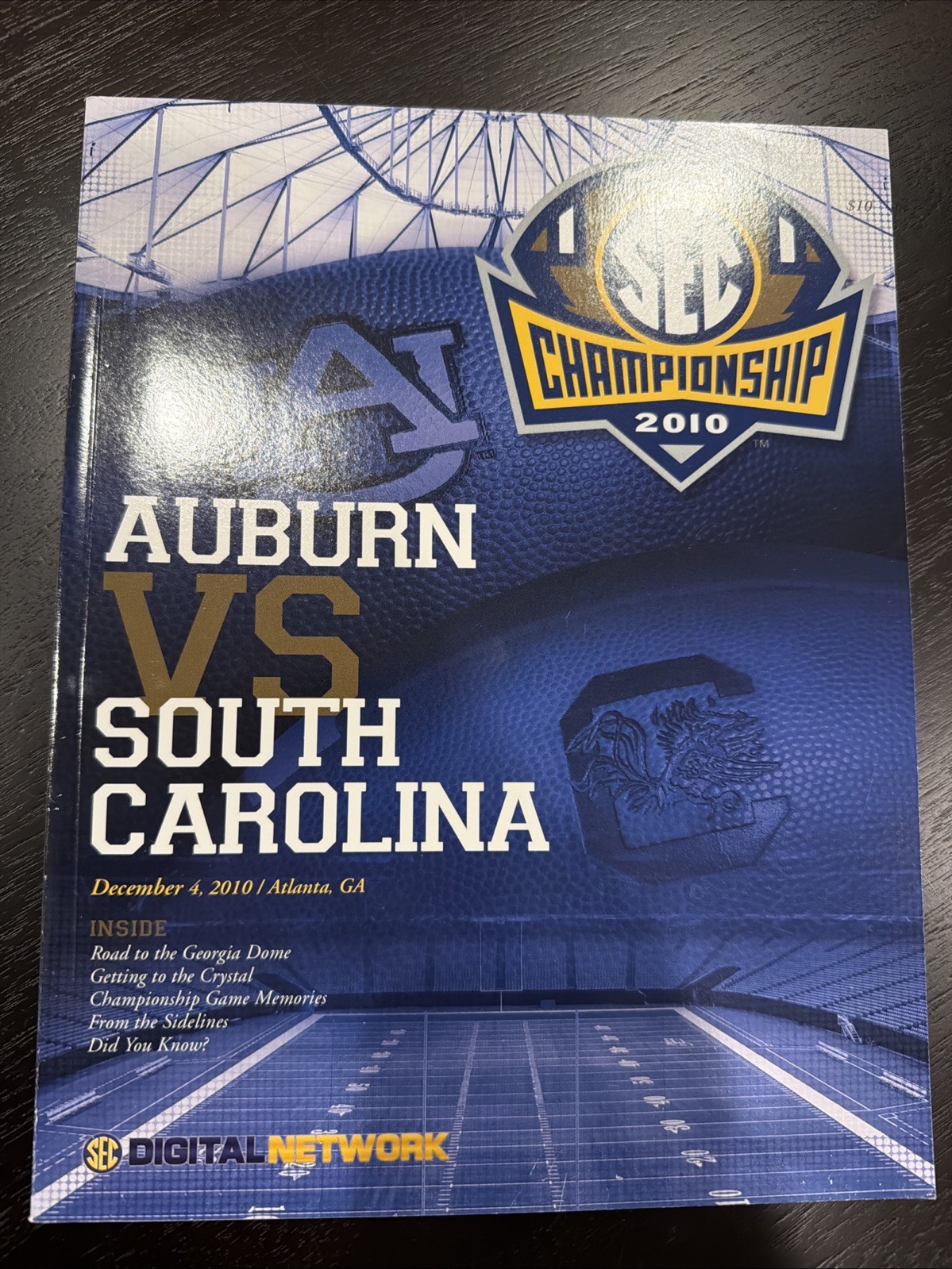 2010 Auburn Tigers South Carolina SEC CHAMPIONSHIP GAME Program