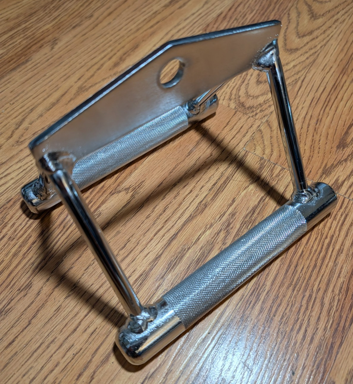 Lat Pulldown D Bar, Double Handle with Metal Grip, Chrome Color, NEW