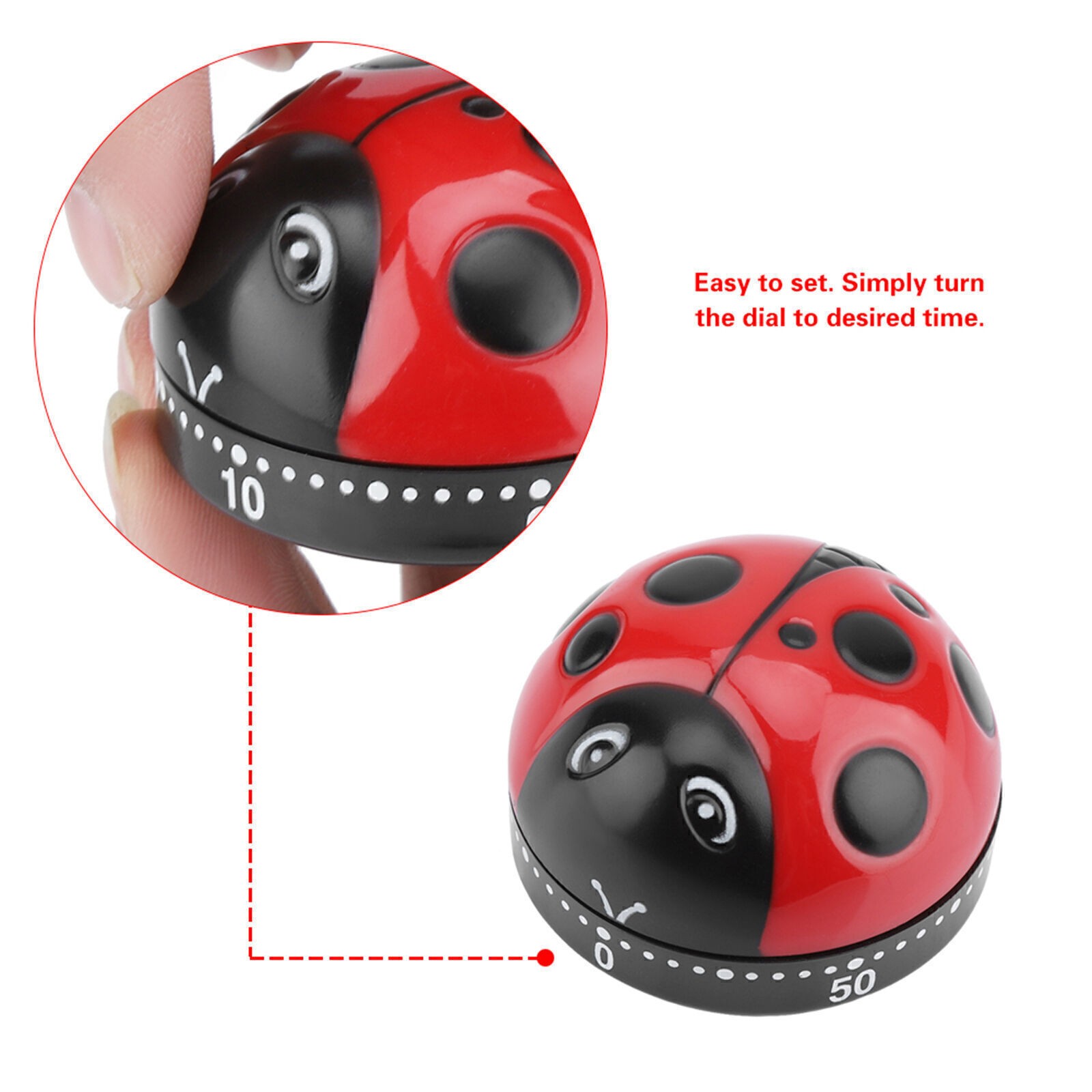 Ladybug Kitchen Timer 60 Minutes Timer Mechanical Wind up Timer Kitchen Cooking