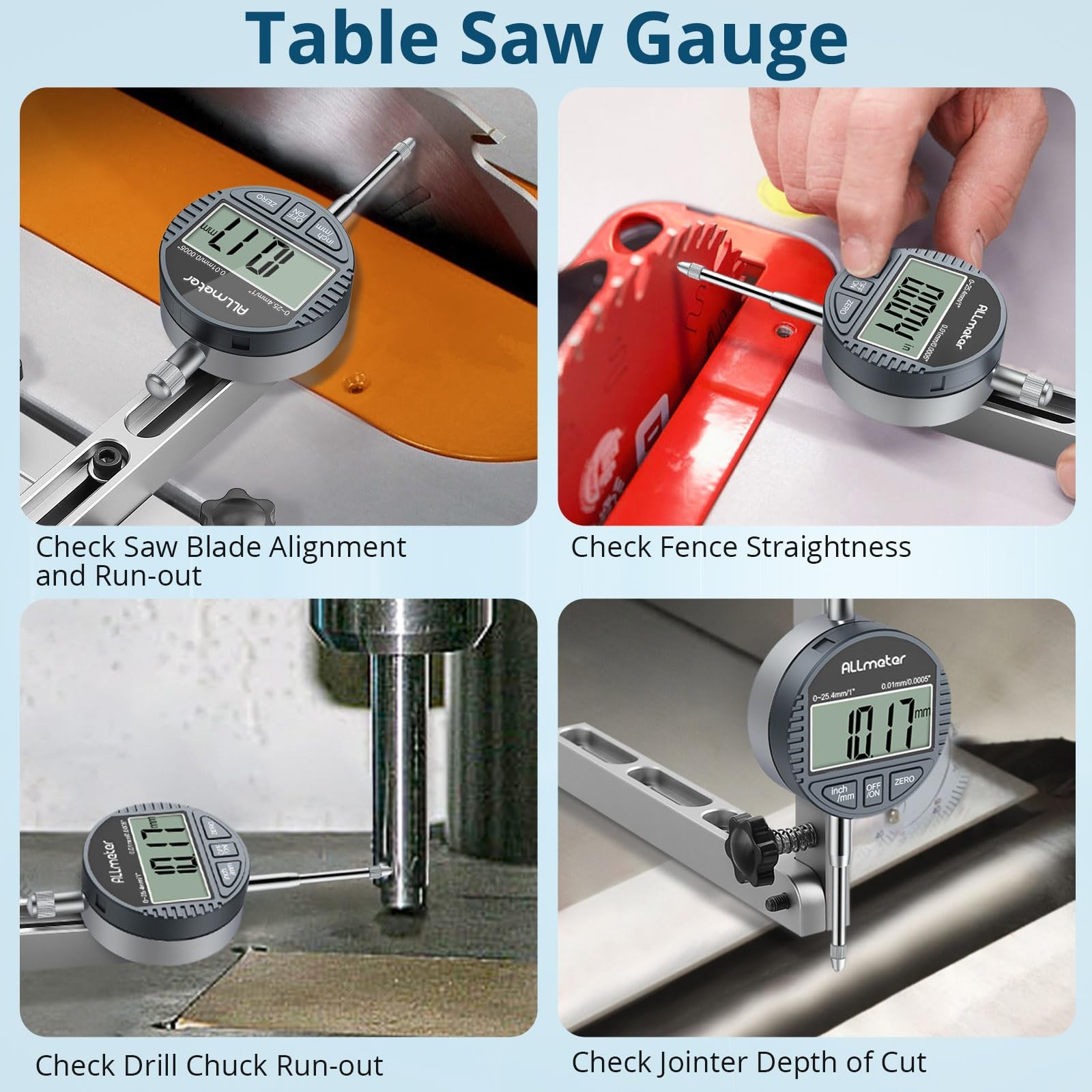 Digital Table Saw Gauge with Dial Indicator 0-1 Inch Range