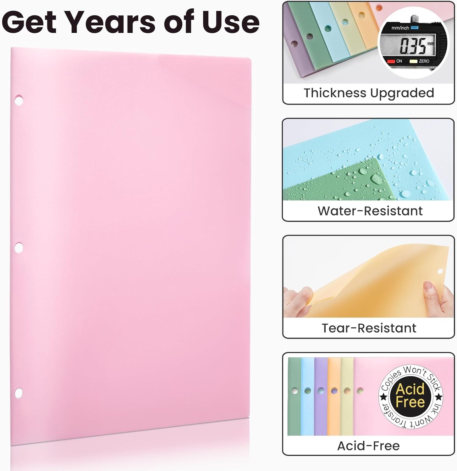 2-Poet Folders, Plastic Folders with Poets 3 Hole Punched, 1