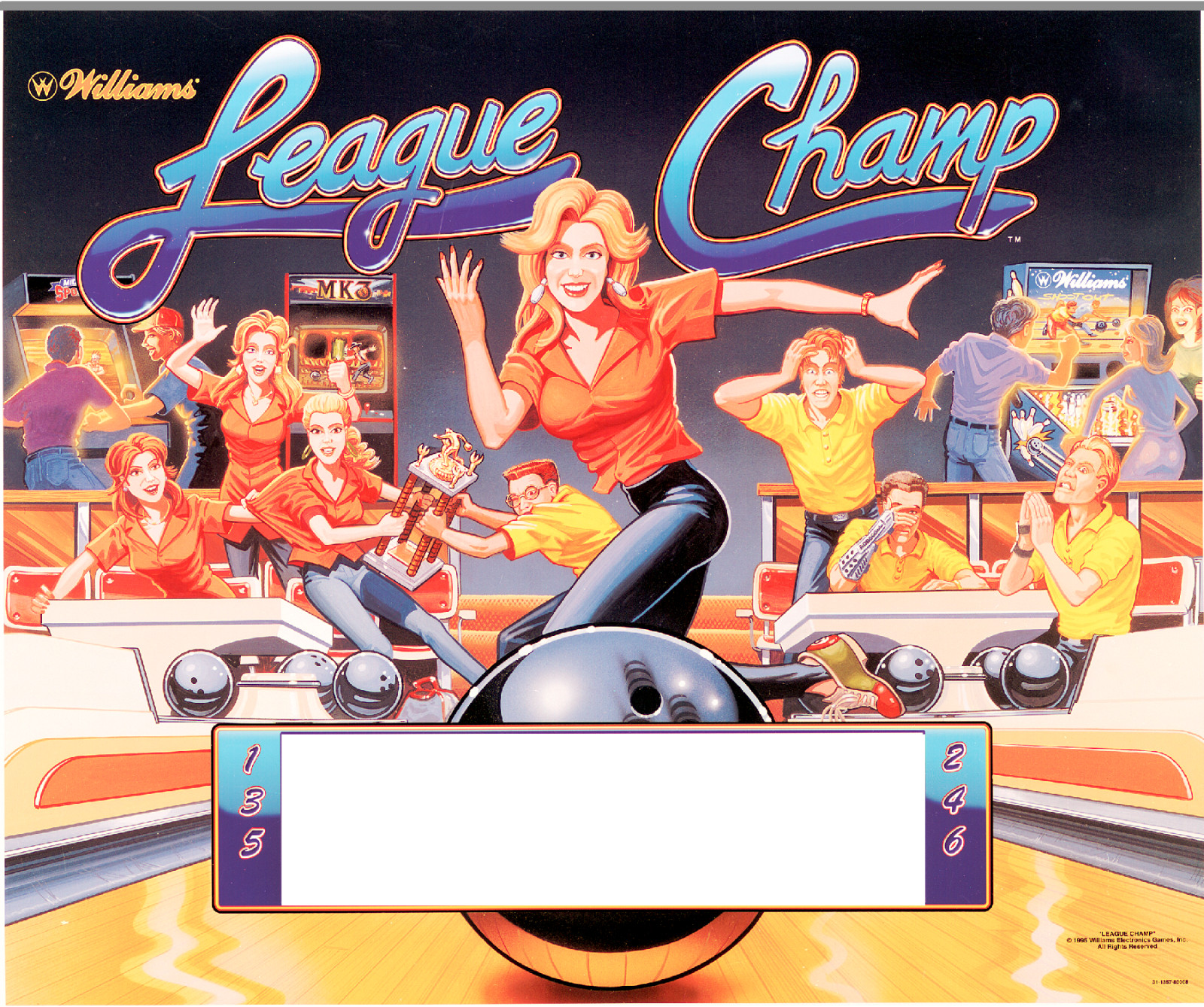 Williams LEAGUE CHAMP Shuffle Bowler Translite RARE