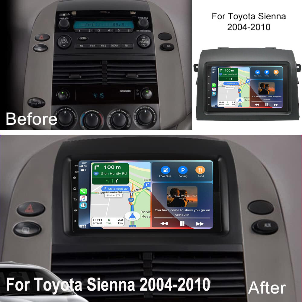 Para Toyota Sienna 2004-2010 CarPlay Android con Radio de GPS Estéreo WIFI RDS