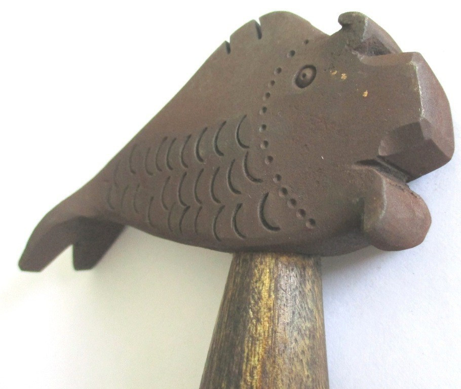 ANTIQUE OLD TOOL CLAW HAMMER FISH SHAPE UNUSUAL RARE