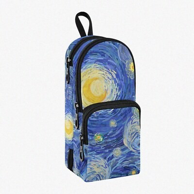 Spacious Van Gogh-Inspired Pencil Case for Kids
