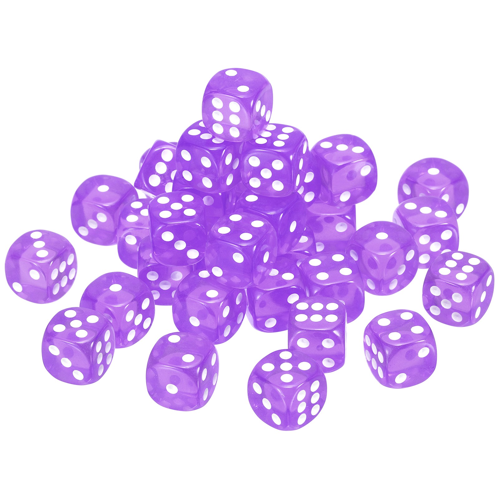 36Pcs 6 Sided Acrylic Dice 14mm/0.55" Rounded Corner Translucent Dice Purple