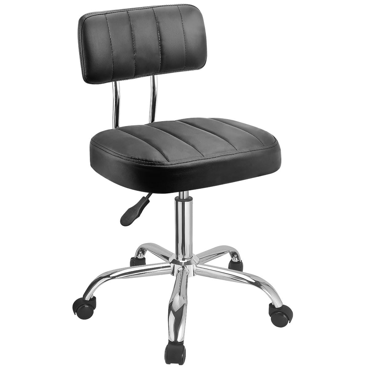 Office Desk Chair with Wheels, Rolling Stool with Backrest Height Adjustable,...
