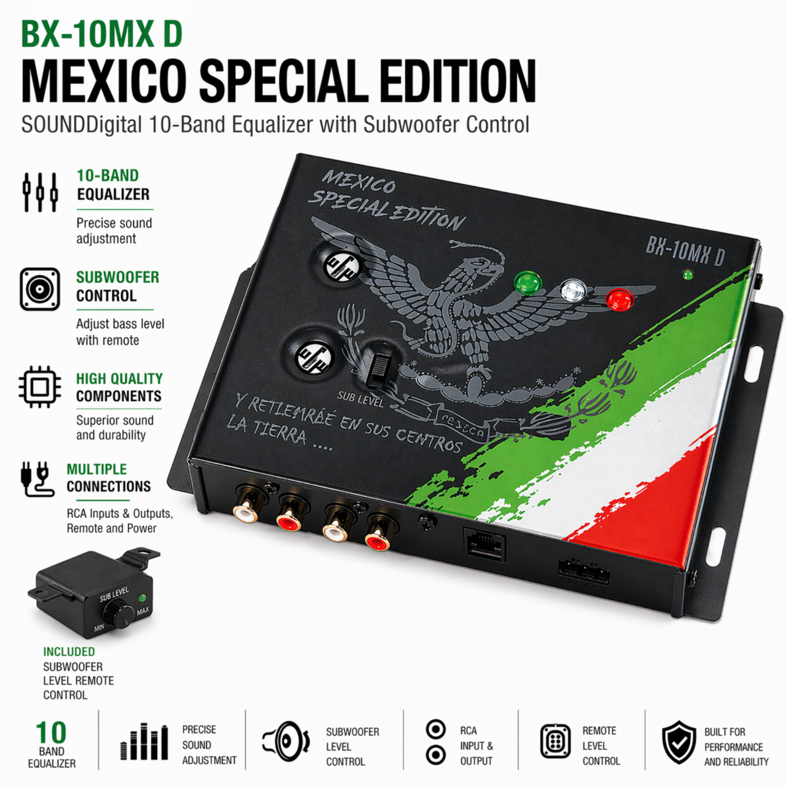 Soundstream BX-10MX D Mexico Edition Car Audio Bass Processor w Remote Control
