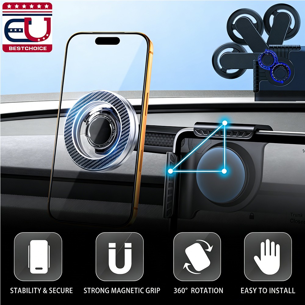 Magnetic Car Phone Holder 360° Rotating Universal Stand For Tesla Display Screen
