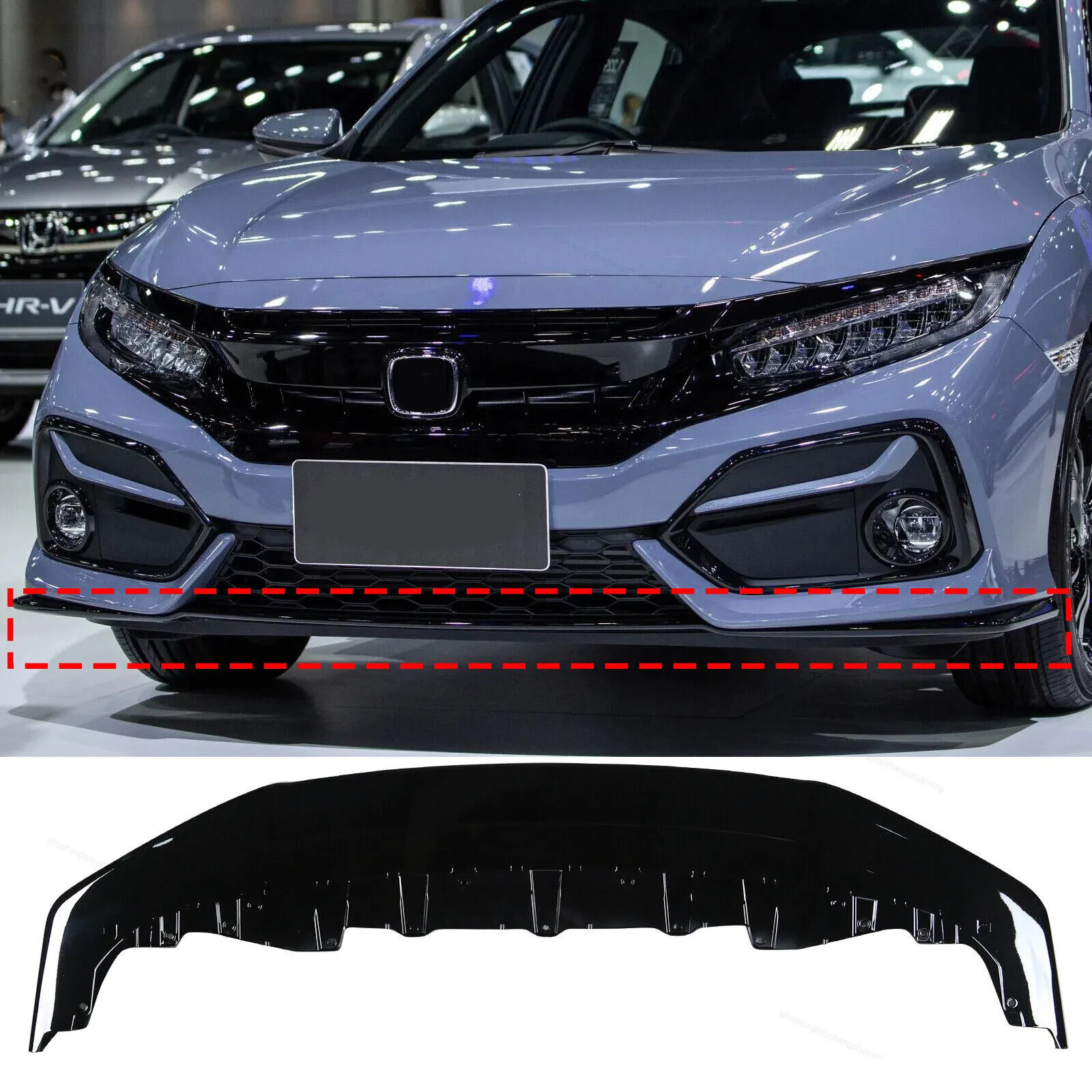 Bumper Face Bar Grilles Front Gloss Black for 2017-2021 Honda Civic 71102TGGA50