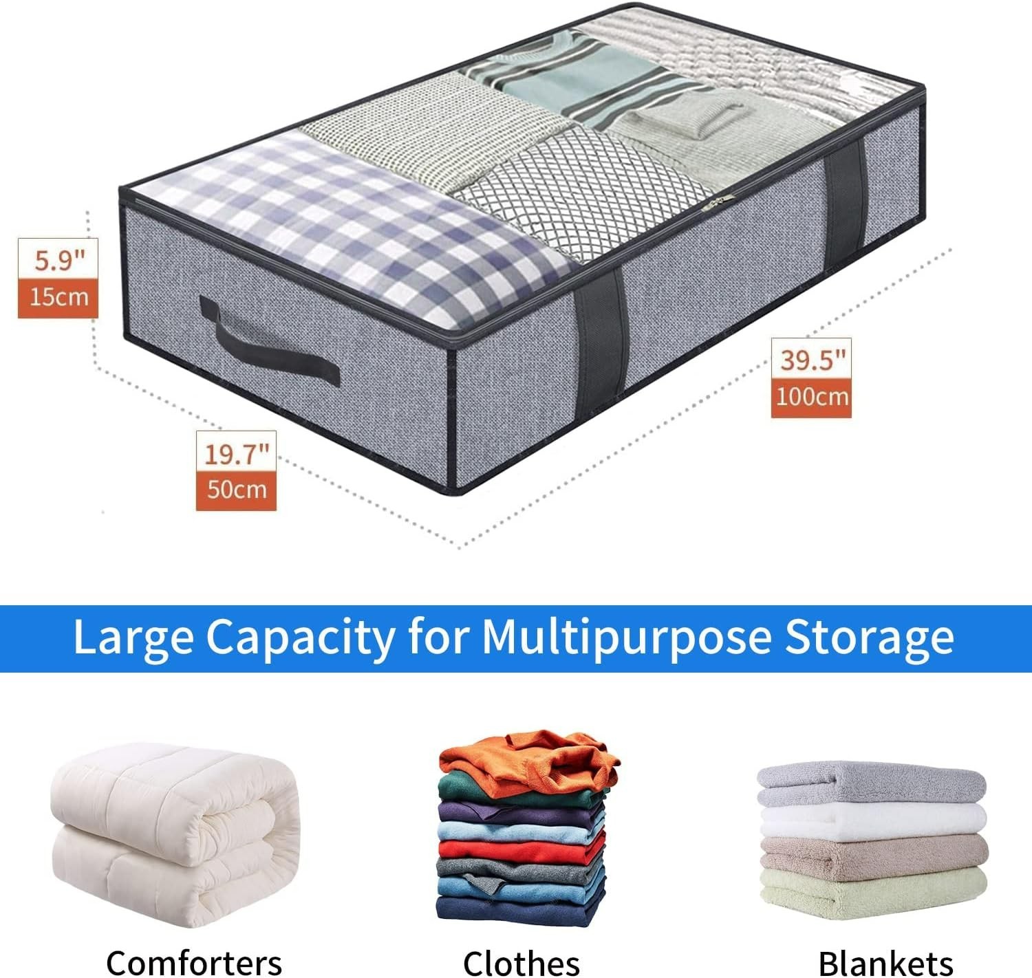 Eco-Friendly Underbed Storage Solutions - Foldable Zippered Bags, 2 Pack